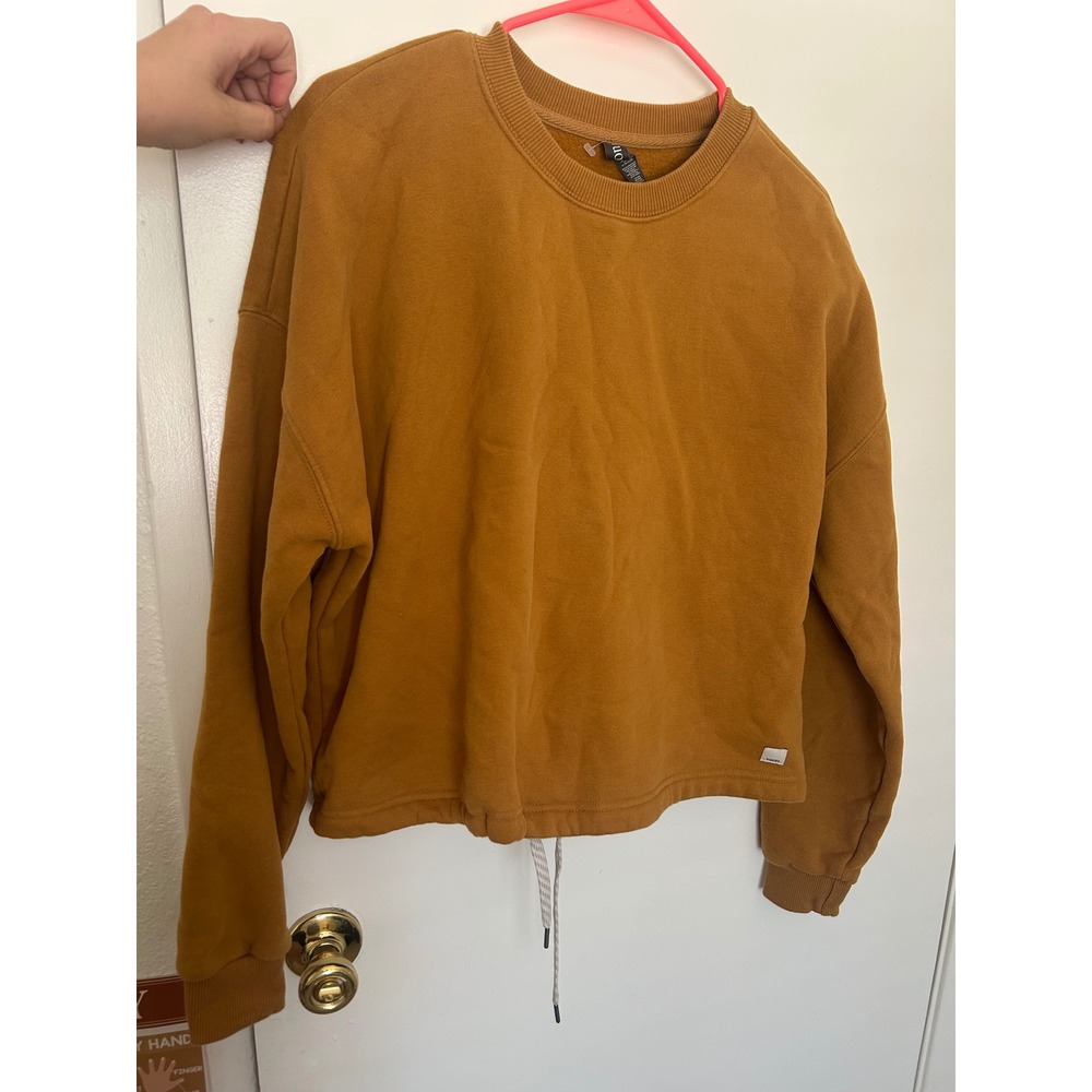 Vuori Restore Sweatshirt Women M Brown Crewneck Pullover Cropped Drawstring Hem - Picture 7 of 7